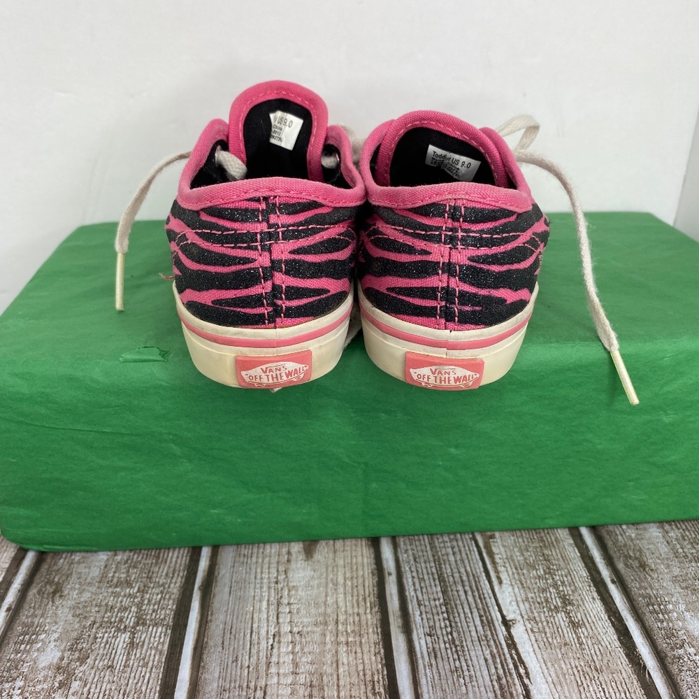 Vans Toddler US-9 Pink Black Glitter Zebra Tiger Animal Stripe Shoes (BOX-D) - Picture 5 of 8